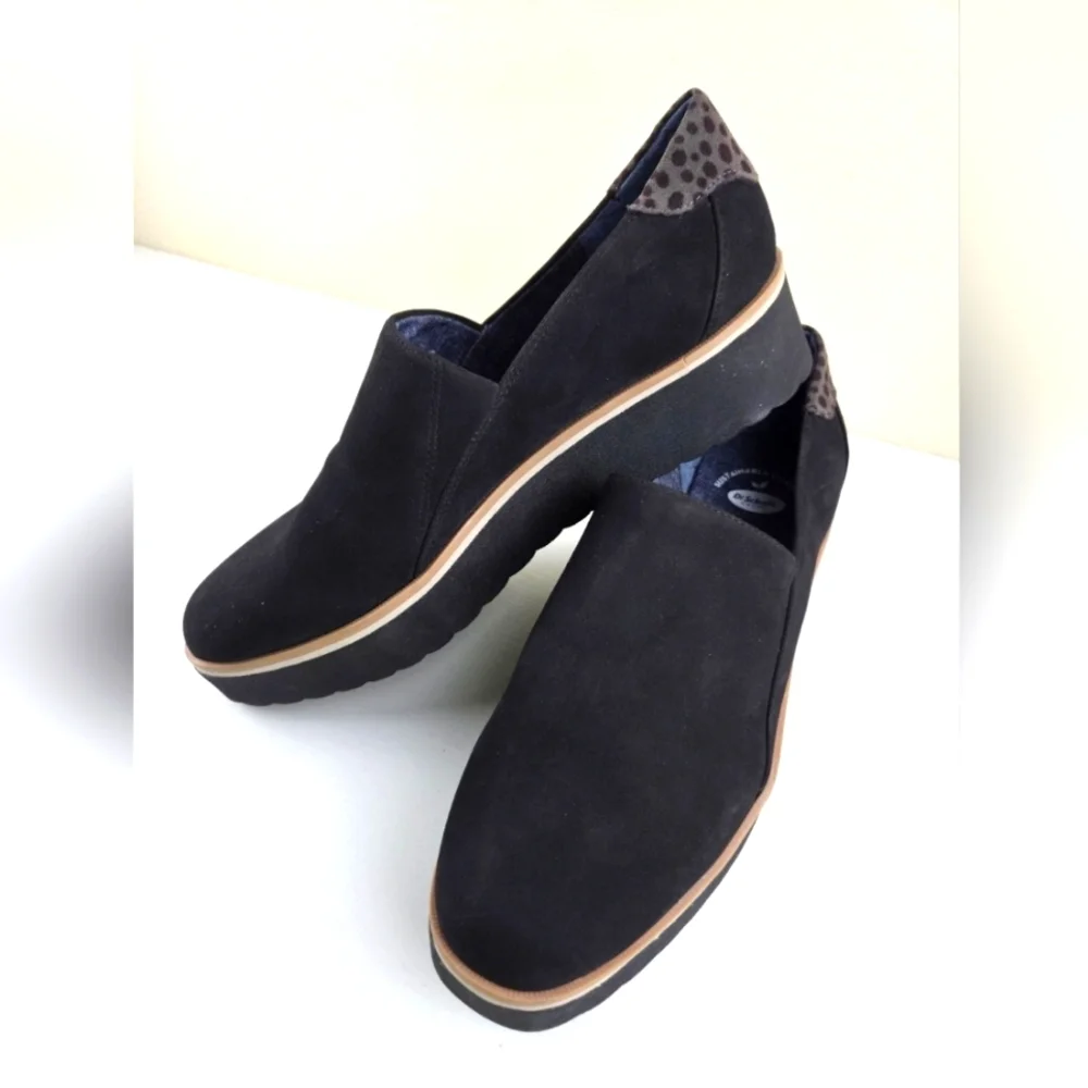 Dr Scholls Look Out 10 M Slip On Loafer Comfort Casual Black Suede Low Top - Picture 1 of 10